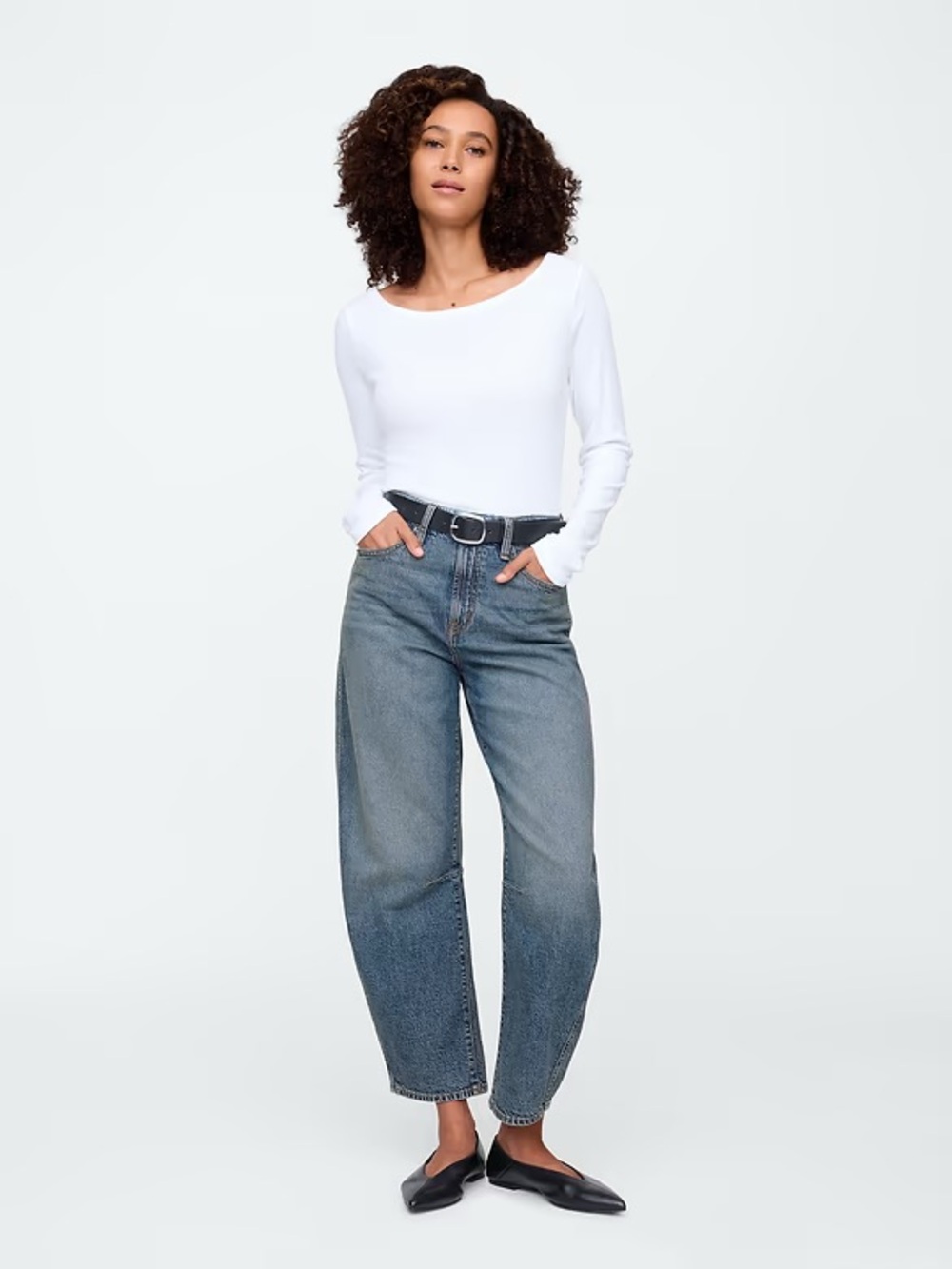 GAP Factory High Rise Barrel Jeans Sz 29 LONG